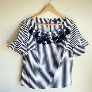 Banana Republic Womens Navy White Striped Top Blouse, Size S